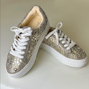 Betsy Johnson light gold Embellished Sneakers